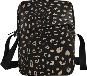 ALAZA Leopard Spot on Black Background Crossbody Bag Small Messenger Bag Shoulder Bag with Zipper for Women Men