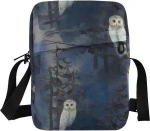 ALAZA Owl in Night Forest Vintage Crossbody Bag Small Messenger Bag Shoulder Bag with Zipper for Women Men