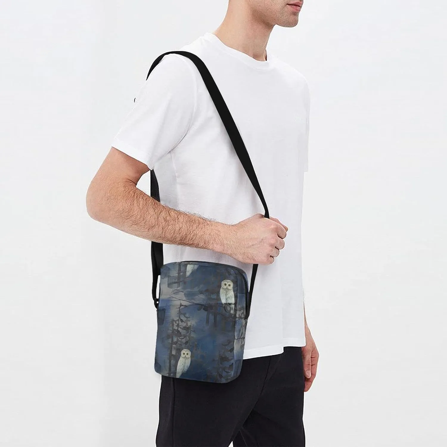ALAZA Owl in Night Forest Vintage Crossbody Bag Small Messenger Bag Shoulder Bag with Zipper for Women Men