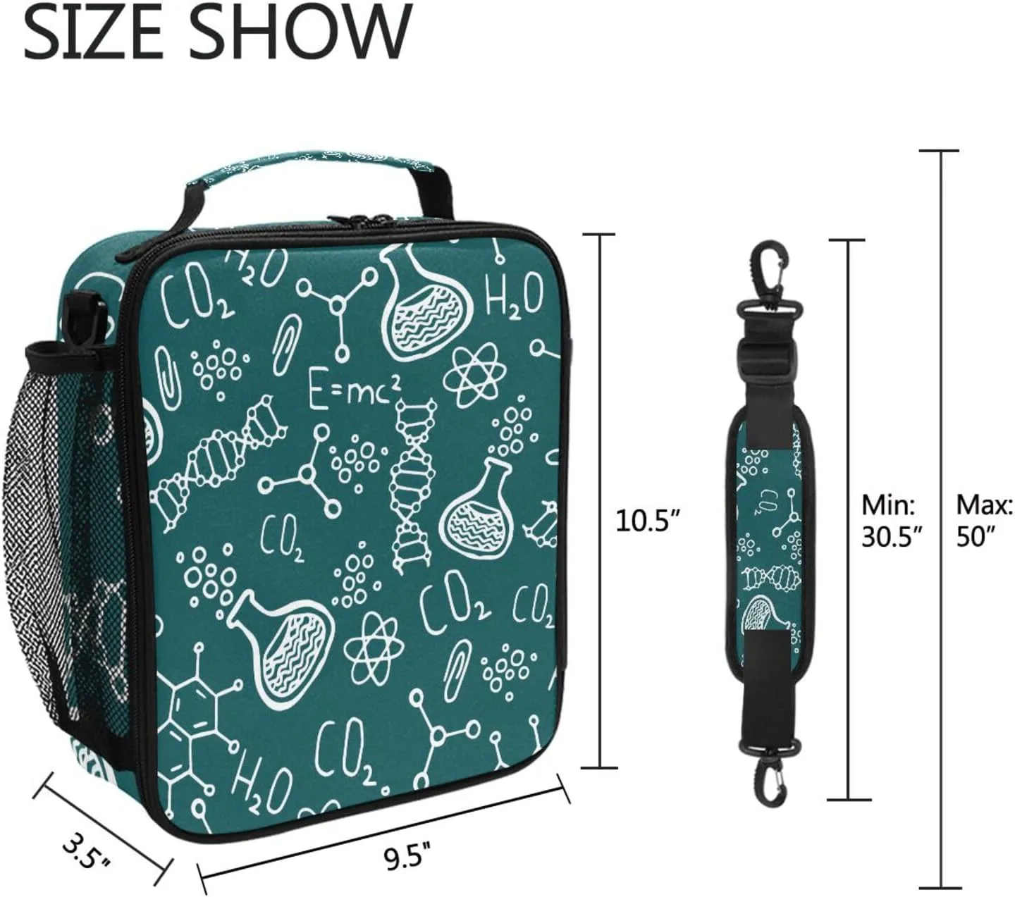 ALAZA Science Chemistry Laboratory 1 Lunch Box Insulated Lunch Bag Girls Lunch Cooler Bag Tote Freezable Shoulder Strap Lunchbox Thermal Meal Tote Kit for Girls School Picnic