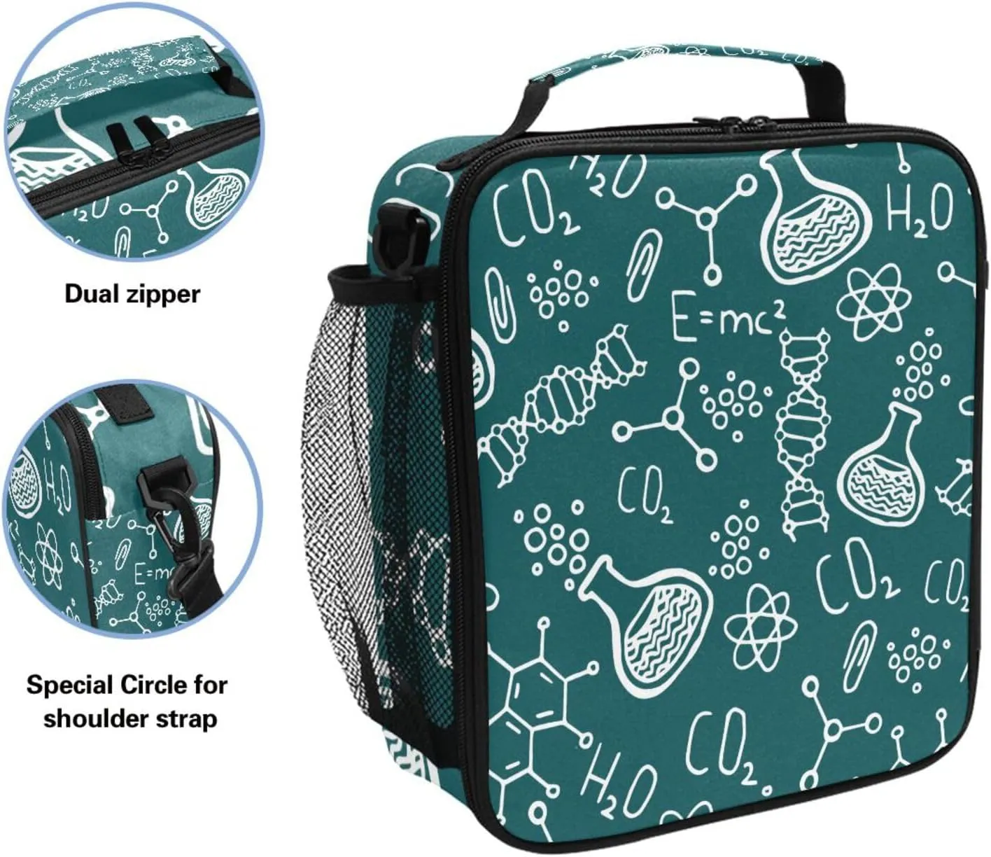 ALAZA Science Chemistry Laboratory 1 Lunch Box Insulated Lunch Bag Girls Lunch Cooler Bag Tote Freezable Shoulder Strap Lunchbox Thermal Meal Tote Kit for Girls School Picnic