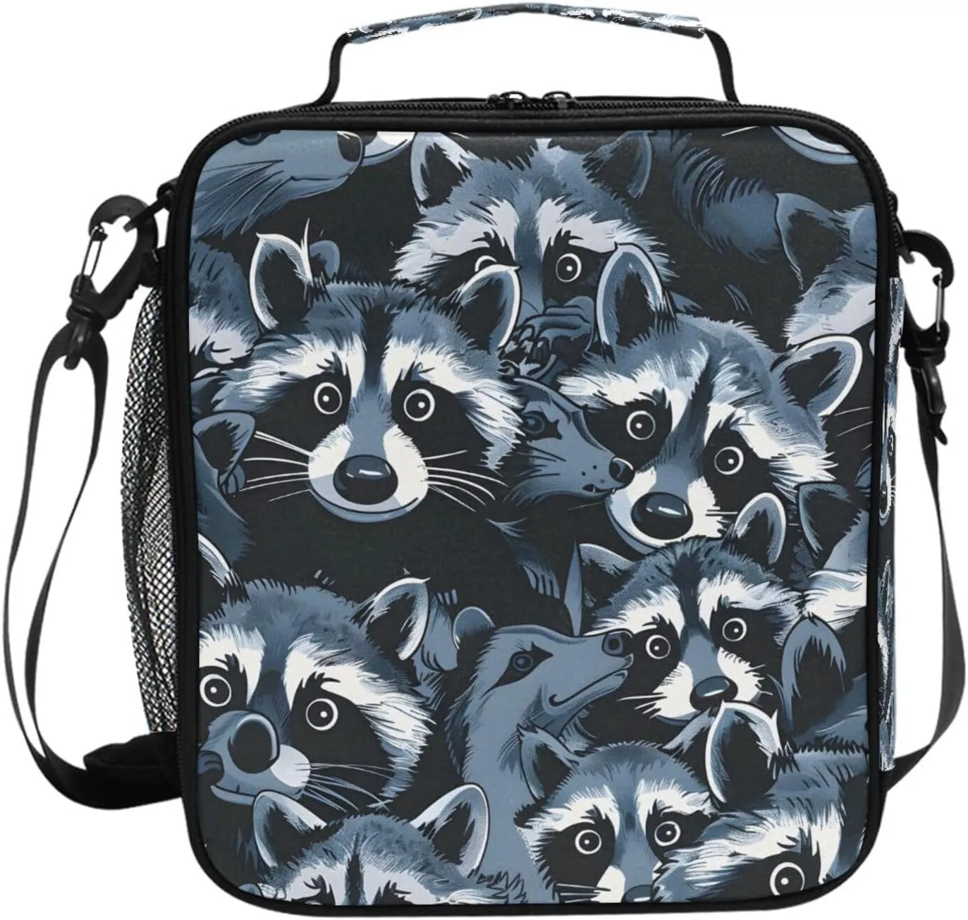 ALAZA Suspicious Black Lunch Box Insulated Lunch Bag Girls Lunch Cooler Bag Tote Freezable Shoulder Strap Lunchbox Thermal Meal Tote Kit for Girls School Picnic