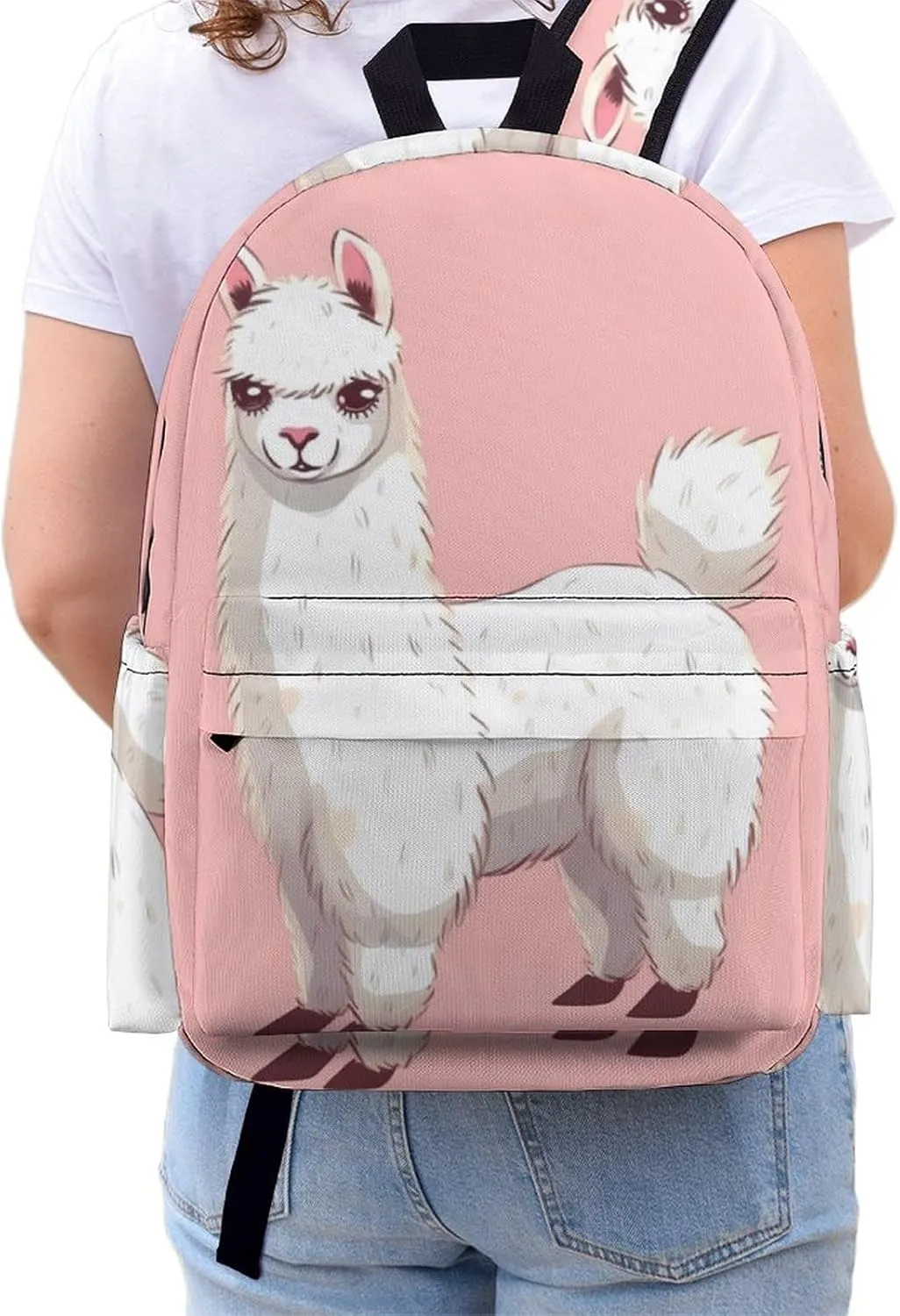 Alpaca Llama Print Laptop Backpacks Casual Shoulder Bag Travel Daypack Fashion for Men Women
