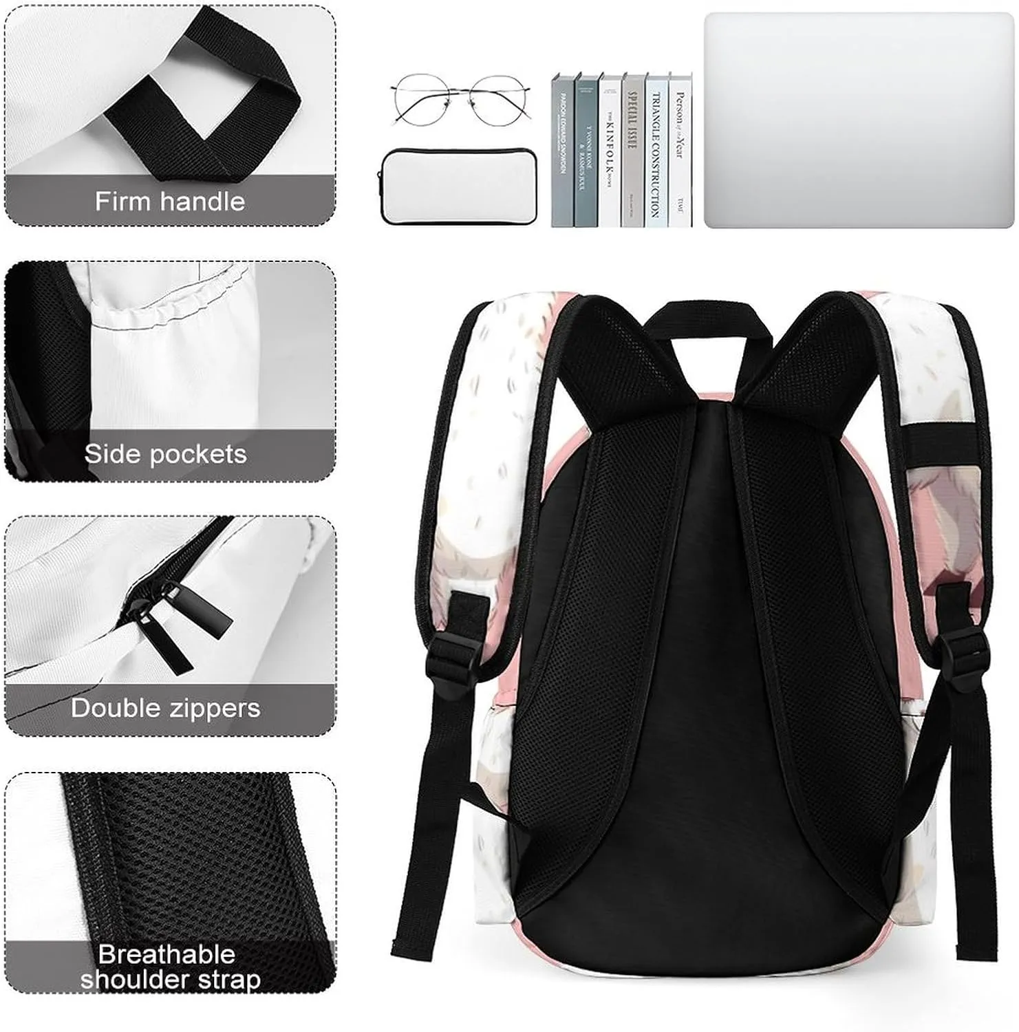 Alpaca Llama Print Laptop Backpacks Casual Shoulder Bag Travel Daypack Fashion for Men Women