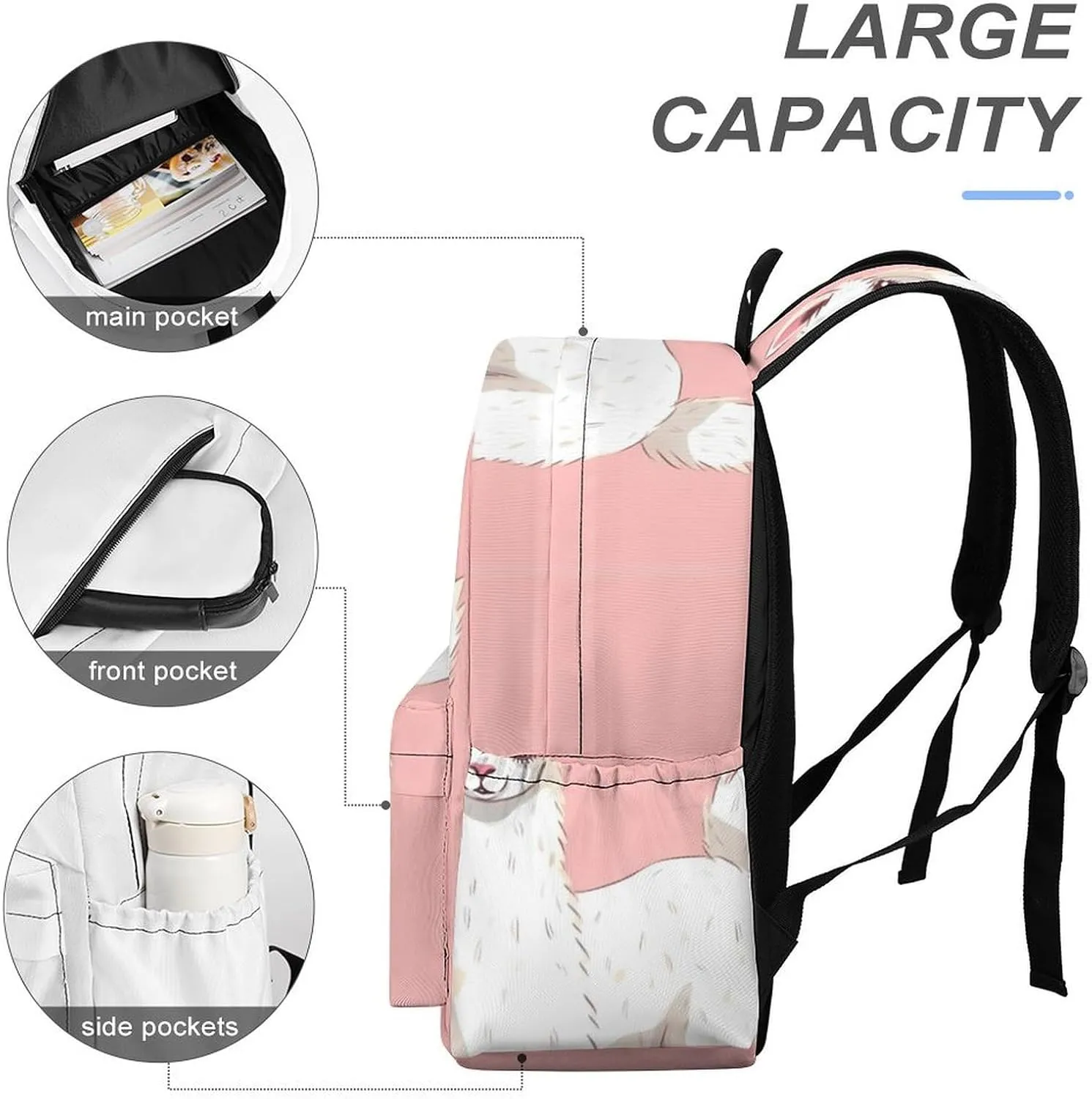 Alpaca Llama Print Laptop Backpacks Casual Shoulder Bag Travel Daypack Fashion for Men Women