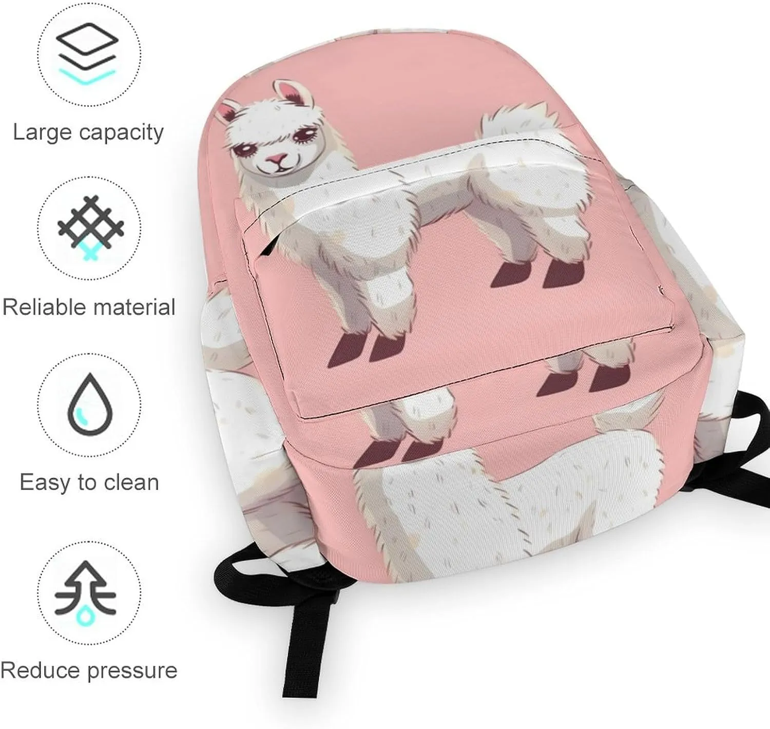 Alpaca Llama Print Laptop Backpacks Casual Shoulder Bag Travel Daypack Fashion for Men Women