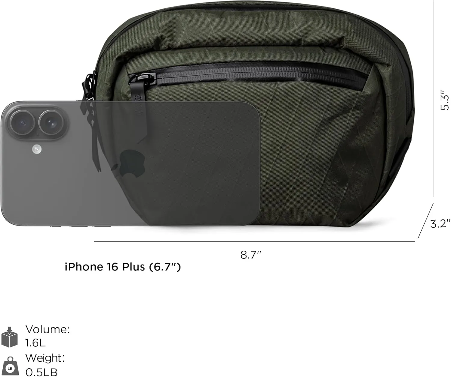 ALPAKA Go Sling Nano - 1.6L Sling Bag for Men,Mini Crossbody Bag with Weatherproof Fabric, Quick Release Magnetic Buckle