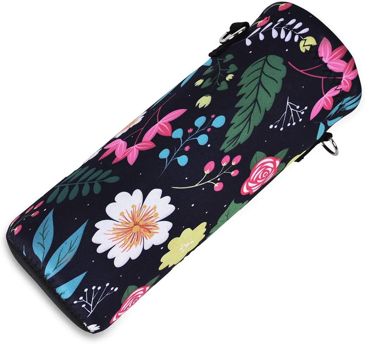 AMARY 1000ML Neoprene Water Bottle Carrier Bag with Adjustable Shoulder Strap,Insulated Water Bottle Cover for Stainless Steel/Glass/Plastic Bottles 34OZ (Flowers-5)