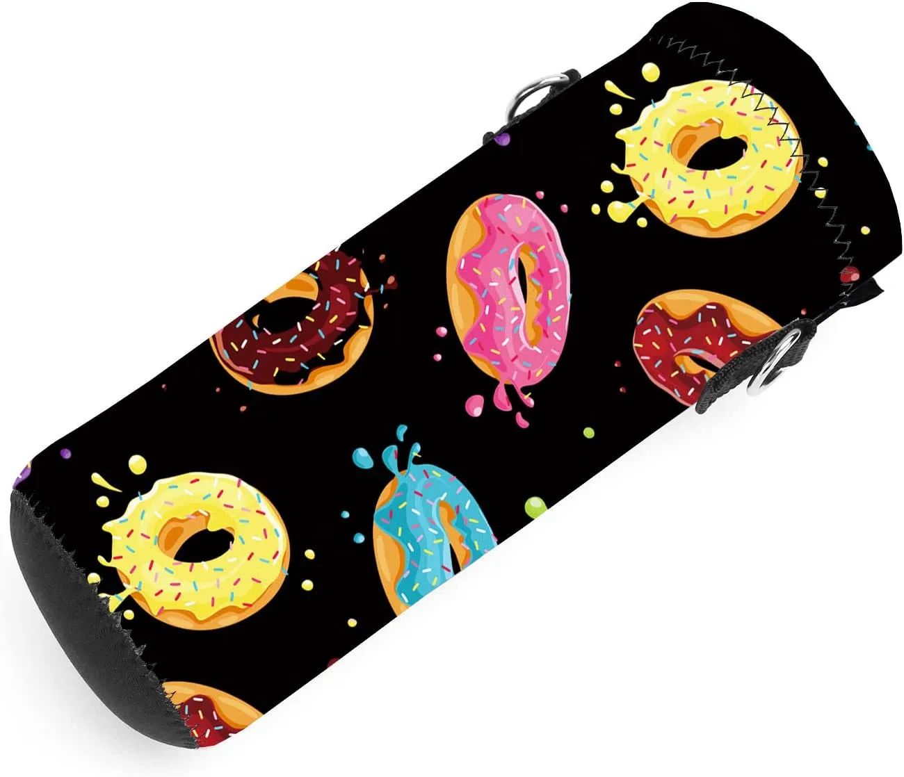AMARY 500ML Neoprene Water Bottle Carrier Bag with Adjustable Shoulder Strap,Insulated Water Bottle Cover for Stainless Steel/Glass/Plastic Bottles 16.9OZ (donuts)