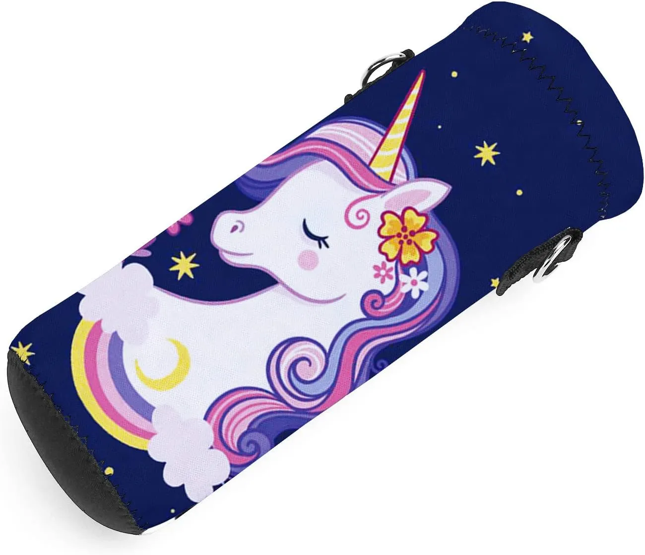 AMARY 500ML Neoprene Water Bottle Carrier Bag with Adjustable Shoulder Strap,Insulated Water Bottle Cover for Stainless Steel/Glass/Plastic Bottles 16.9OZ (Lovely unicorn)