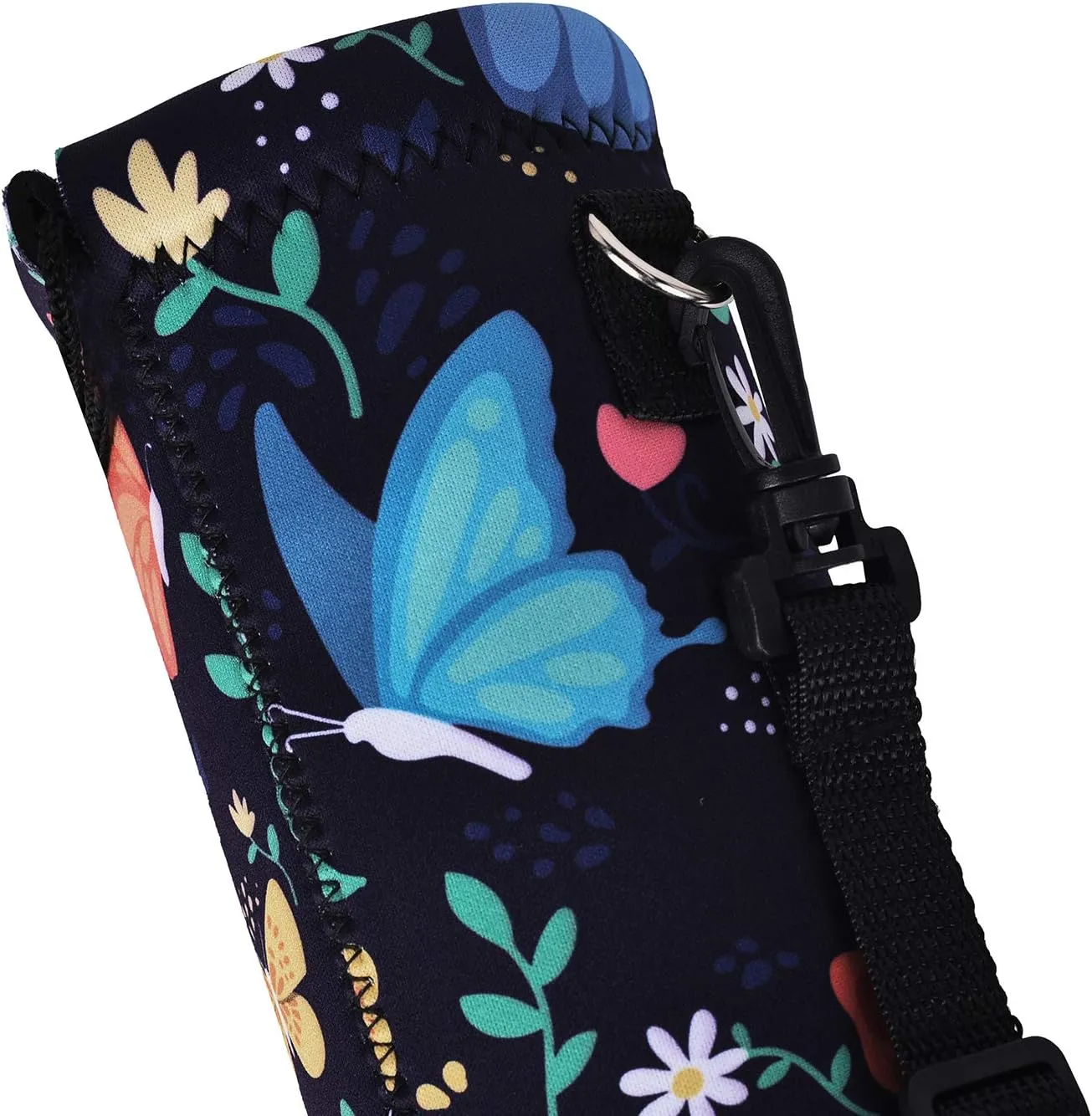 AMARY 750ML Neoprene Water Bottle Carrier Bag with Adjustable Shoulder Strap,Insulated Water Bottle Cover for Stainless Steel/Glass/Plastic Bottles 24OZ (Butterfly-2)