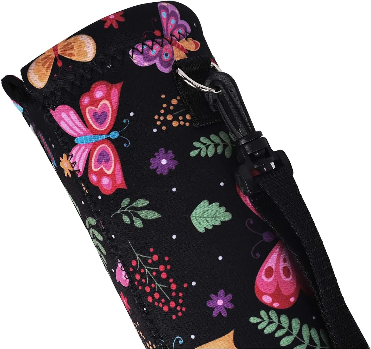 AMARY 750ML Neoprene Water Bottle Carrier Bag with Adjustable Shoulder Strap,Insulated Water Bottle Cover for Stainless Steel/Glass/Plastic Bottles 24OZ (Butterfly-3)