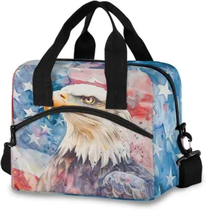 America Eagle Lunch Cooler Bag Crossbody or Handheld Design with 10L Capacity, Full Print Insulated Interior Great for Daily Meals & Outings