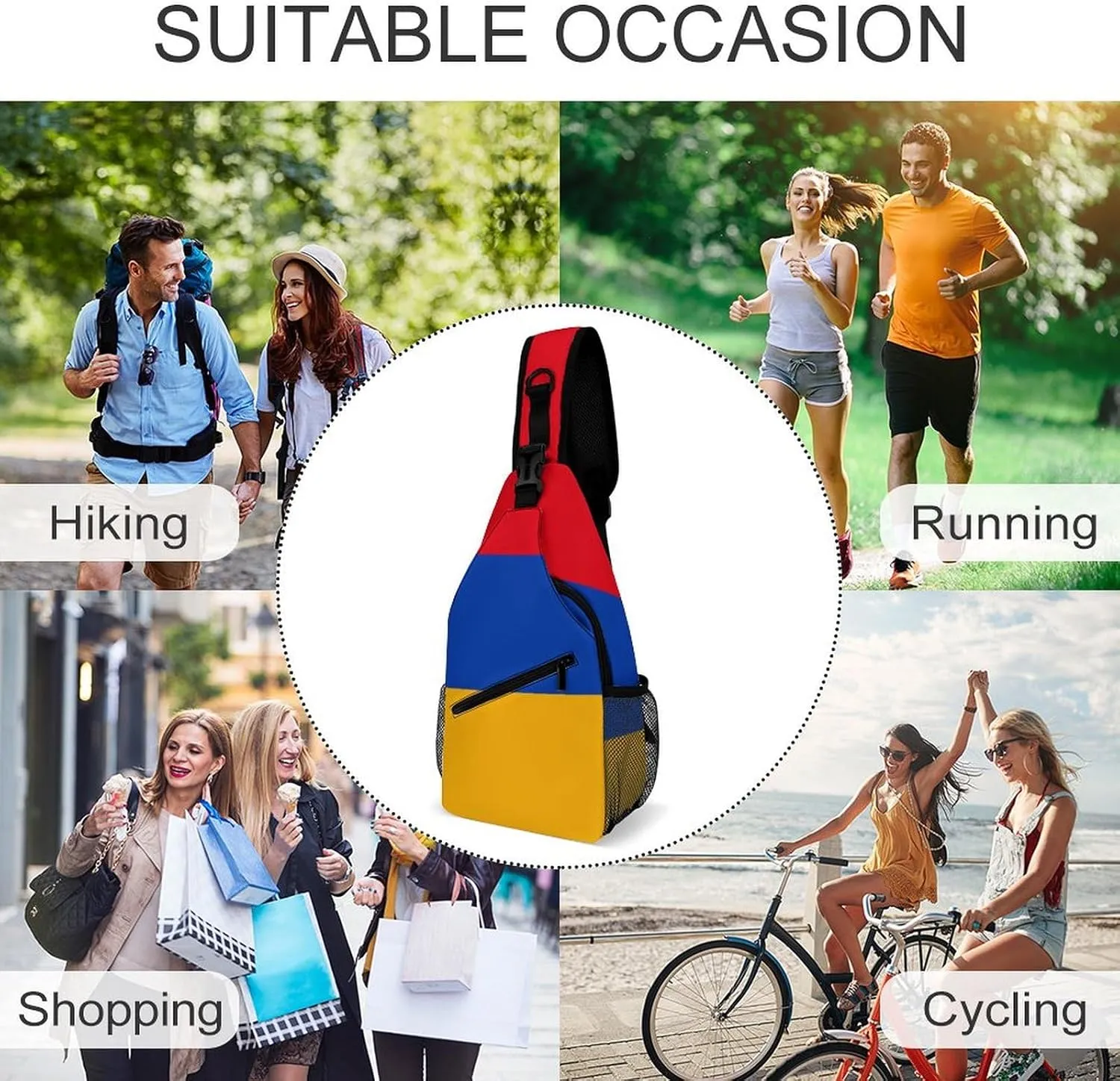 America Usa Flag-Retro Sling Bag Crossbody Chest Bag Shoulder Bag For Travel Hiking Cycling Camping