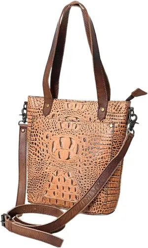 American Darling Tote Crocodile Embossed Genuine Leather Women Bag Western Handbag Purse