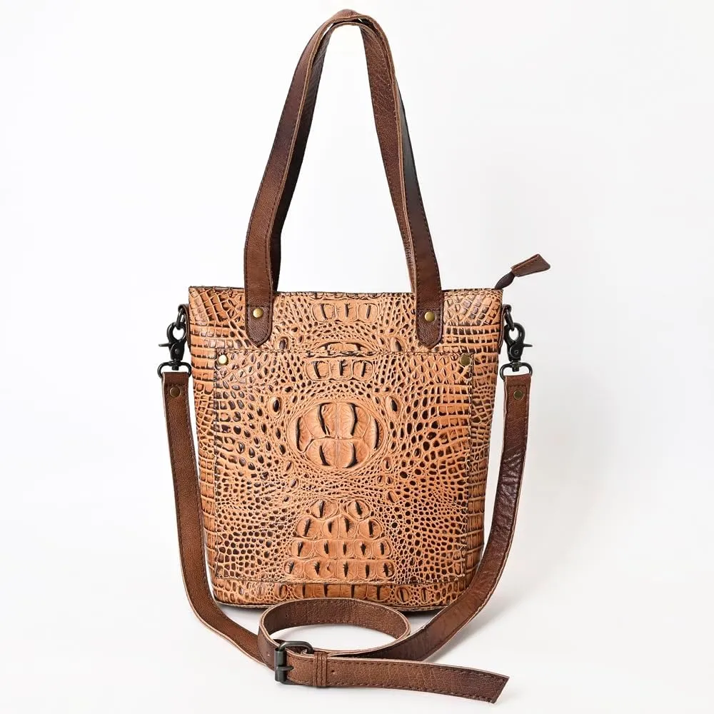 American Darling Tote Crocodile Embossed Genuine Leather Women Bag Western Handbag Purse