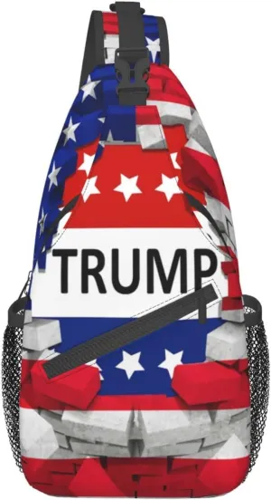 American Flag Trump Crossbody Bag Women Men Cross Chest Sling Backpack Shoulder Bag For Cycling Travel Sport Hiking