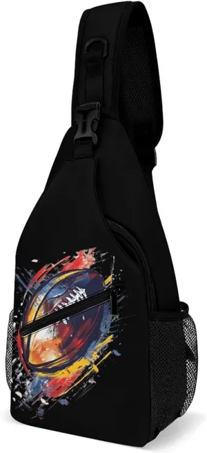 American Football Graphic Printed Crossbody Bags Casual Sling Backpack with Adjustable Strap for Women Men
