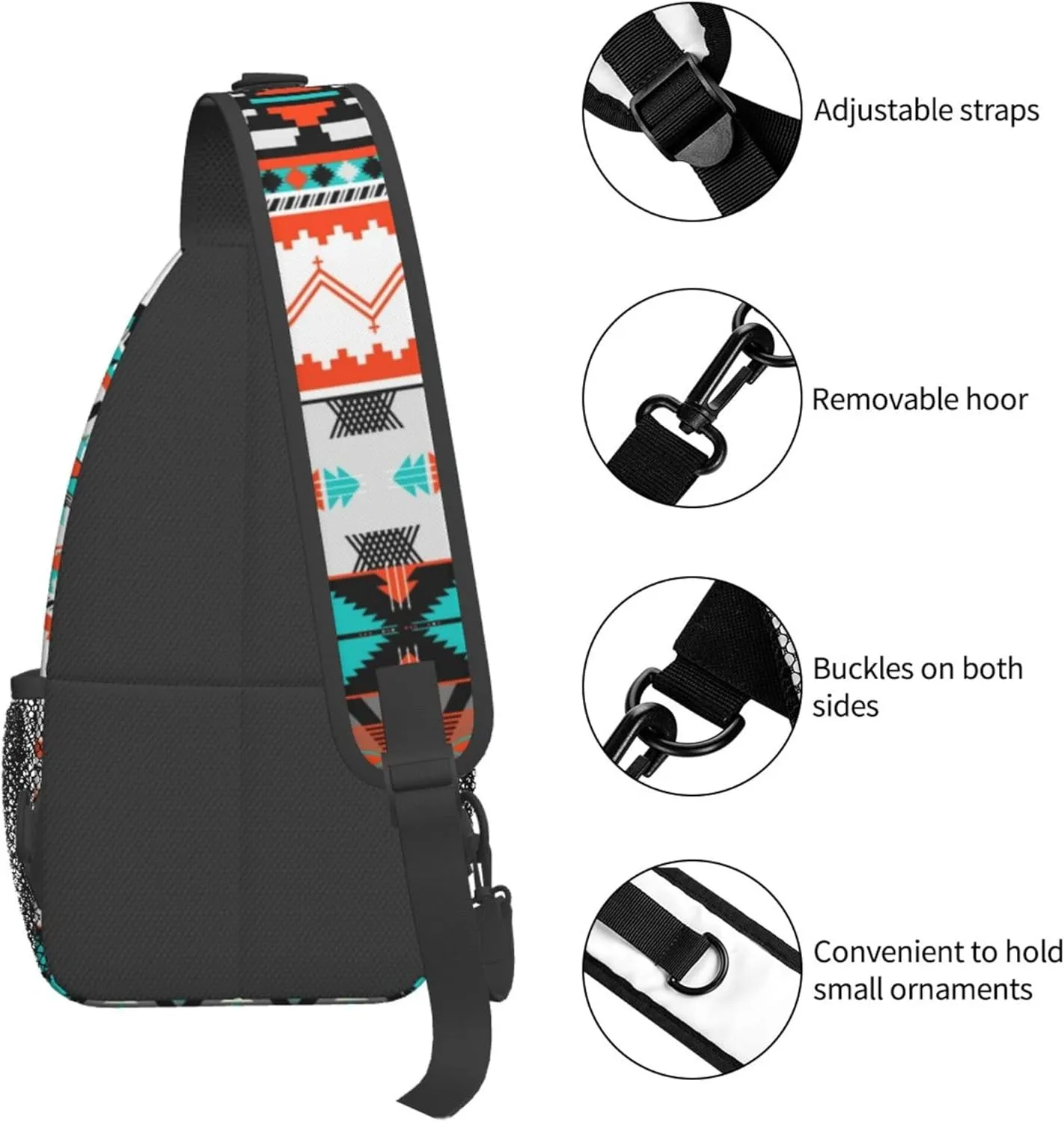 AMRANDOM Crossbody Sling Backpack Indiana Western Southwest Tribal Ethnic Aztec Geometric Sling Bag Travel Hiking Chest Bag Daypack