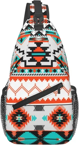AMRANDOM Crossbody Sling Backpack Indiana Western Southwest Tribal Ethnic Aztec Geometric Sling Bag Travel Hiking Chest Bag Daypack