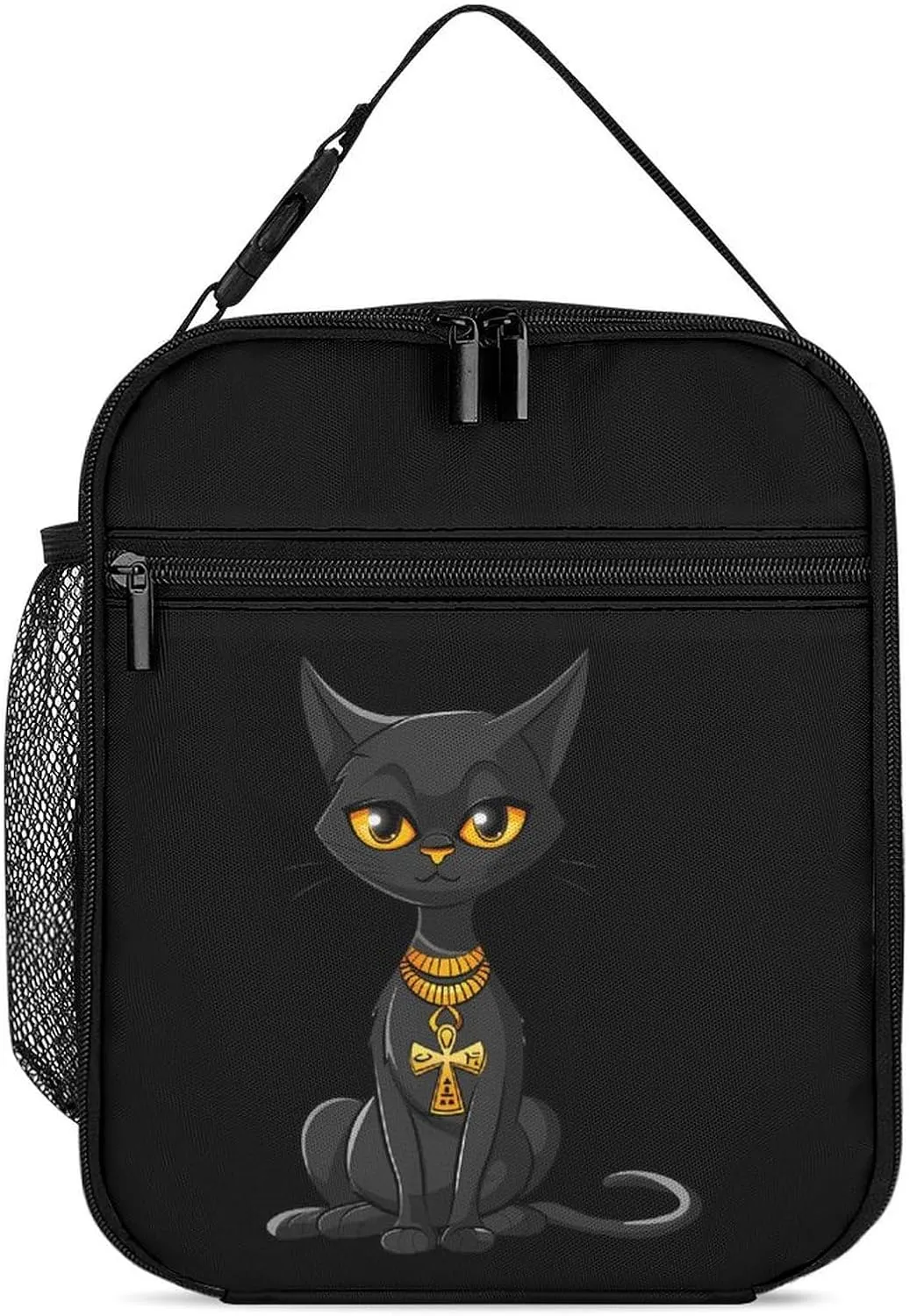 Ankh And Hieroglyphics - Egyptian Cat Lunch Bag Insulated Lunch Box Portable Lunch Tote Bag Handbags Case for Office, Work, Picnic