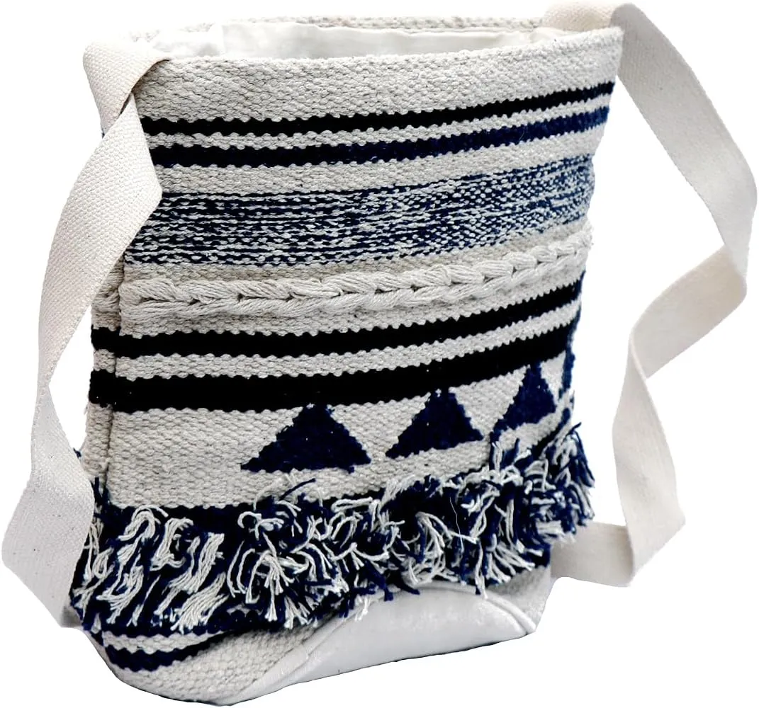 ANKIT INTERNATIONAL Recycled Cotton Handloom Bag for Women, Cotton Fabric Tote Handbag - Handmade Boho Hippie Style tote Bag