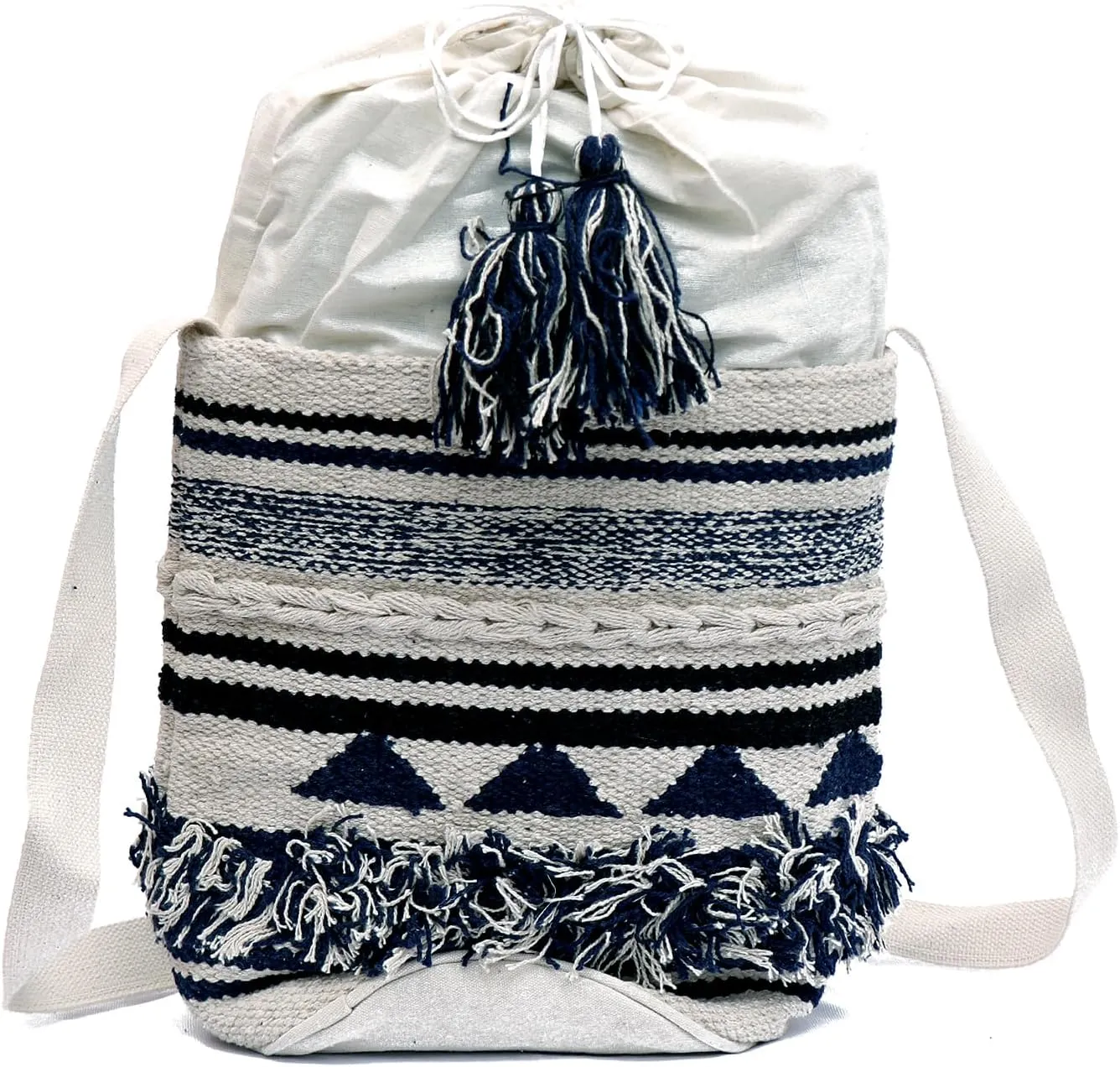 ANKIT INTERNATIONAL Recycled Cotton Handloom Bag for Women, Cotton Fabric Tote Handbag - Handmade Boho Hippie Style tote Bag