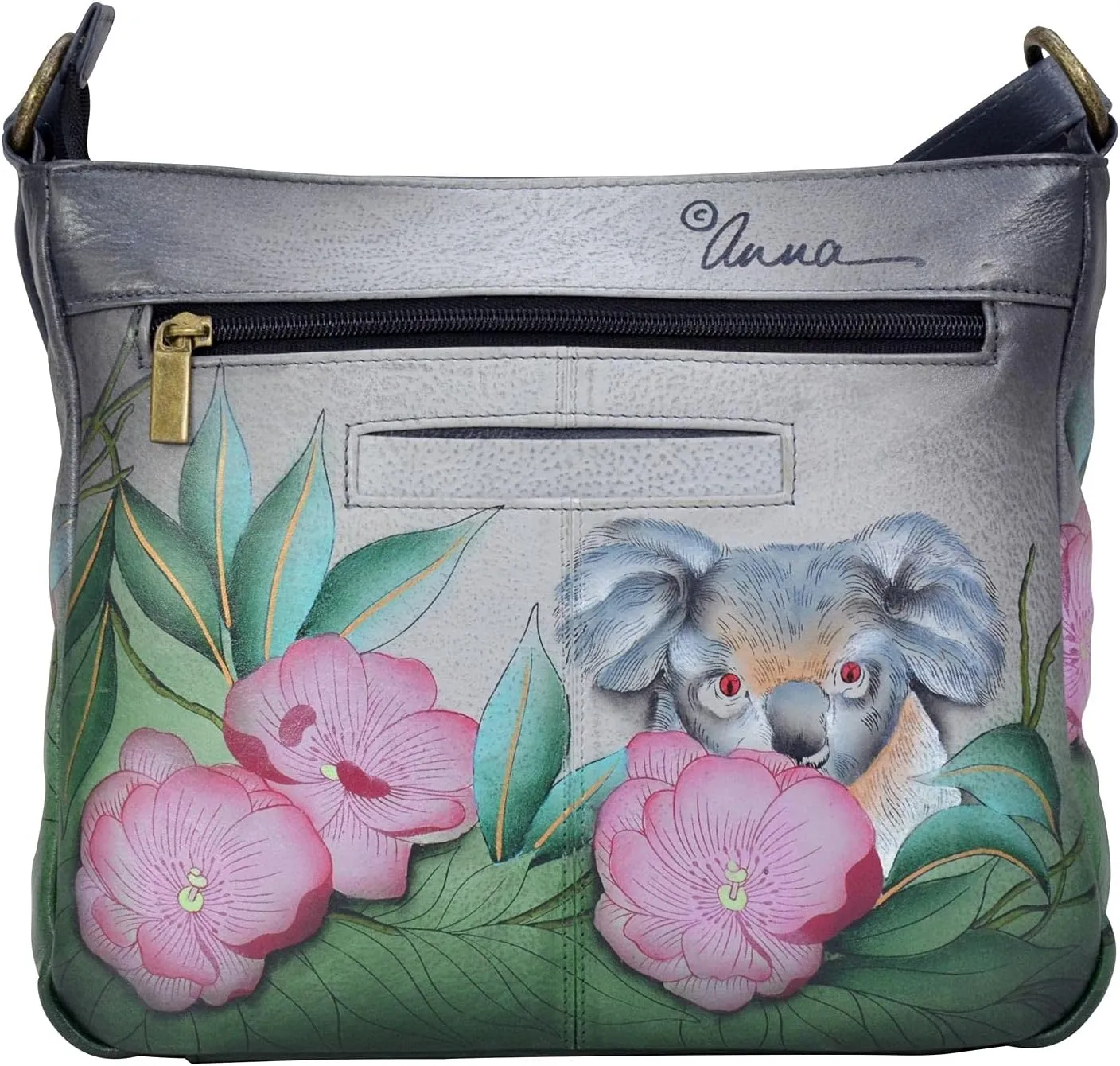 Anna by Anuschka Hand Painted Women’s Genuine Leather Medium Crossbody Handbag,