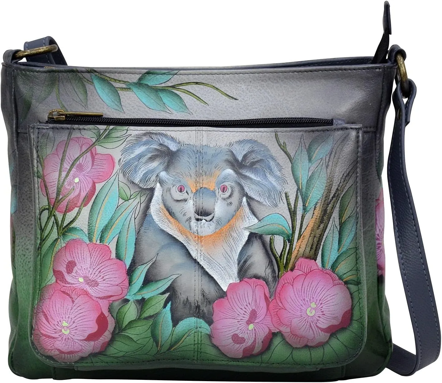 Anna by Anuschka Hand Painted Women’s Genuine Leather Medium Crossbody Handbag,