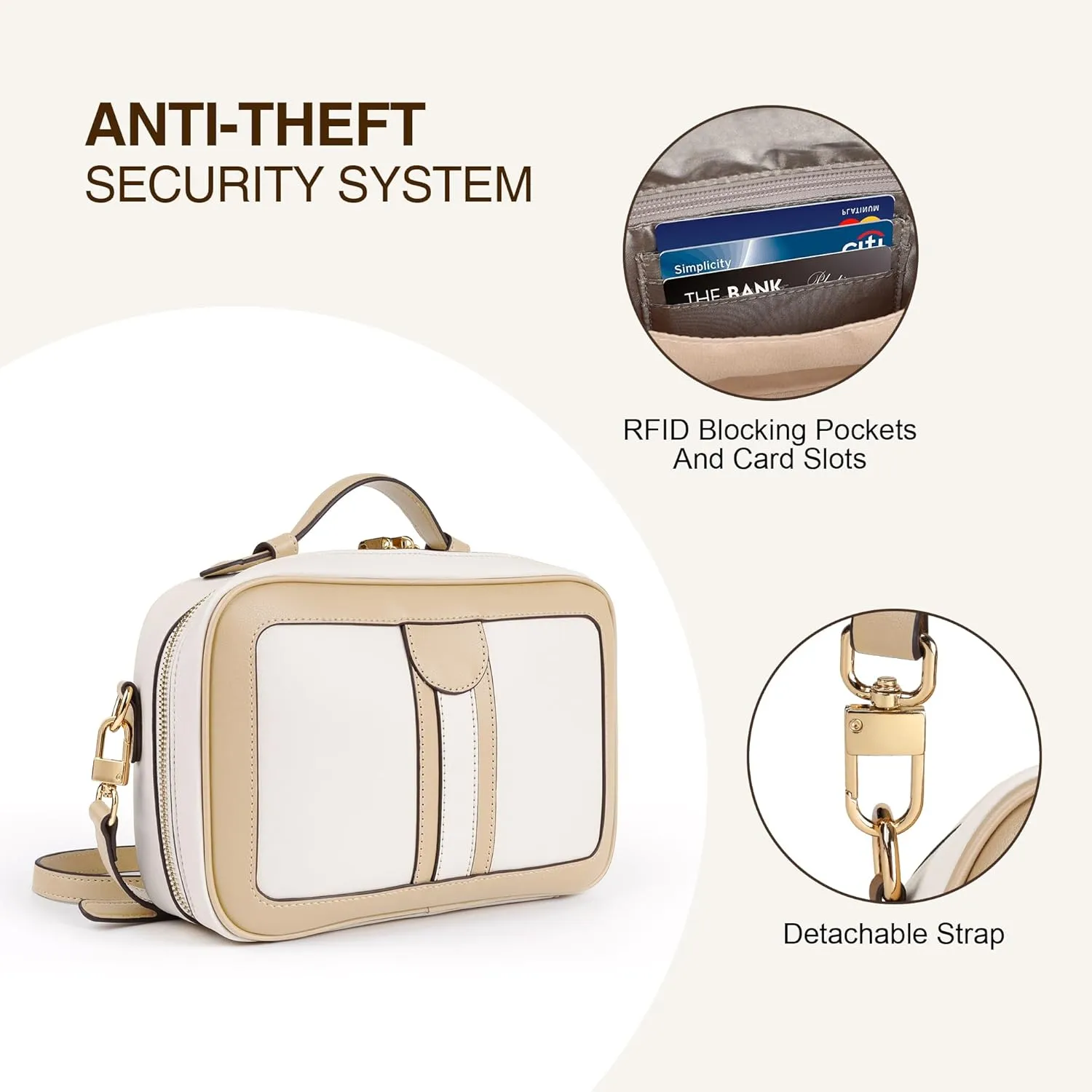 Anti Theft Crossbody Bag For Women Men Trendy. Rfid Blocking Bag Locking Zippered Travel Bag Top Handle Shoulder Handbags