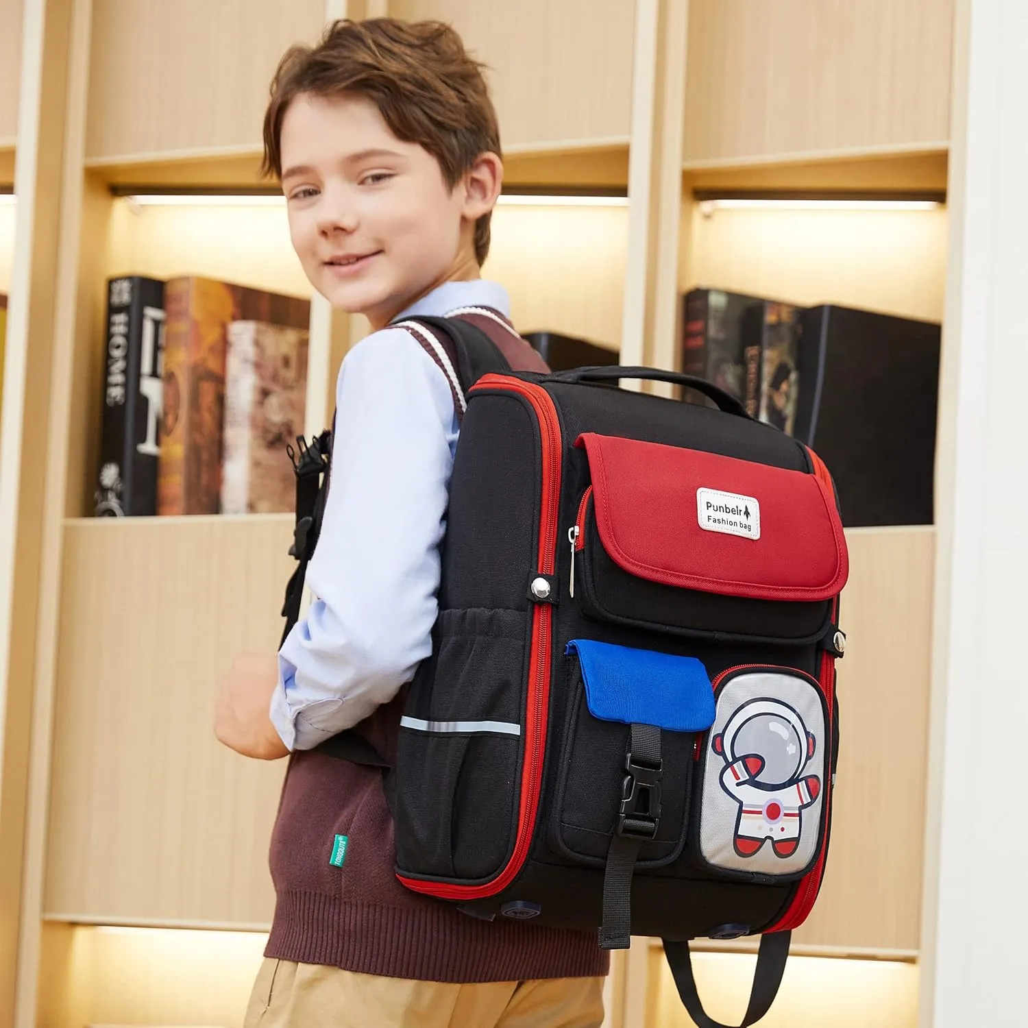 AO ALI VICTORY Kids Backpack for Boys Elementary School Bags Large Toddler Kindergarten Preschool Bookbags Space Backpacks (Red)
