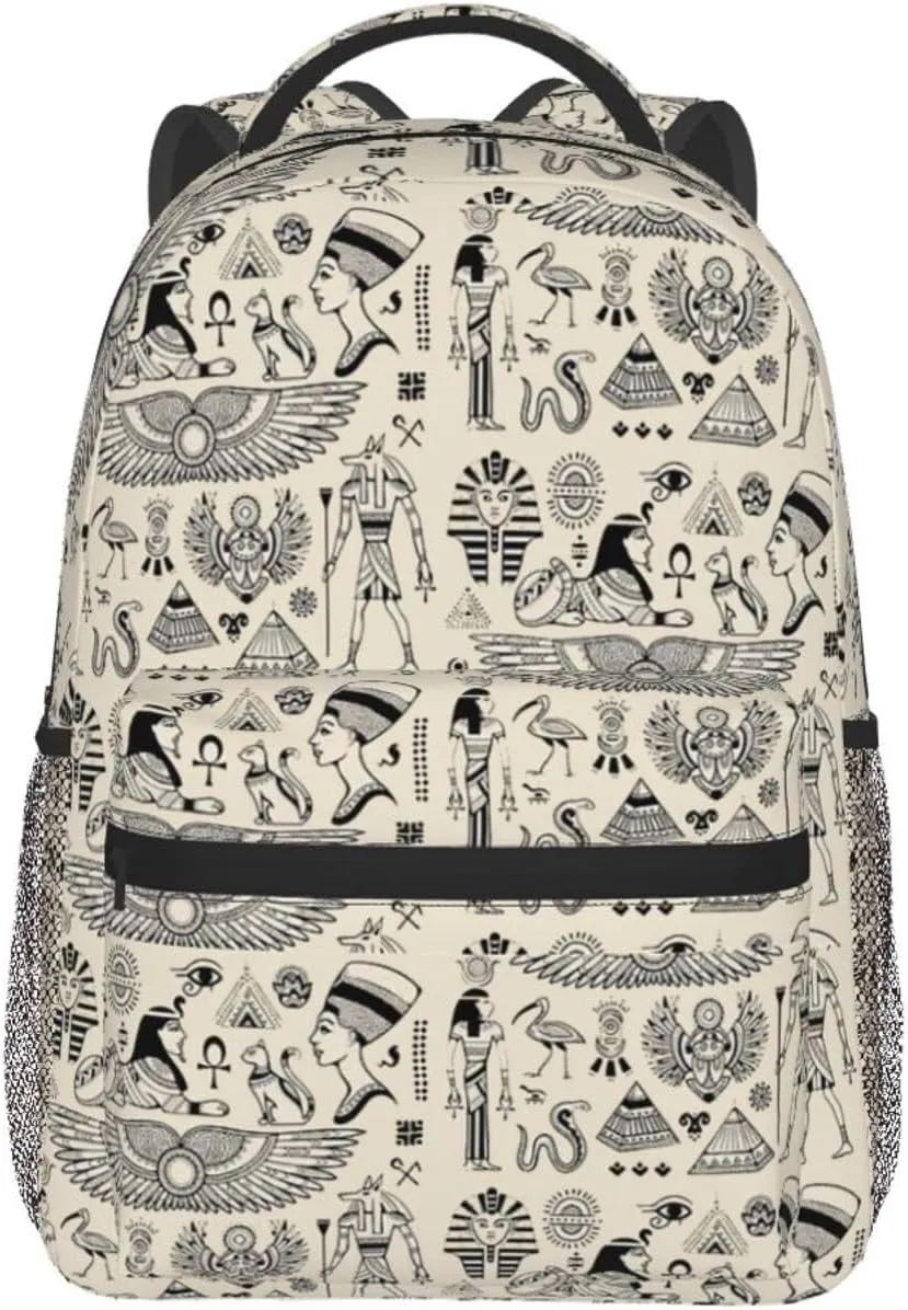 ASYG Egyptian Backpack Hieroglyphics Laptop Backpack Ancient Egytp Tablet Travel Bag Egypt Bag