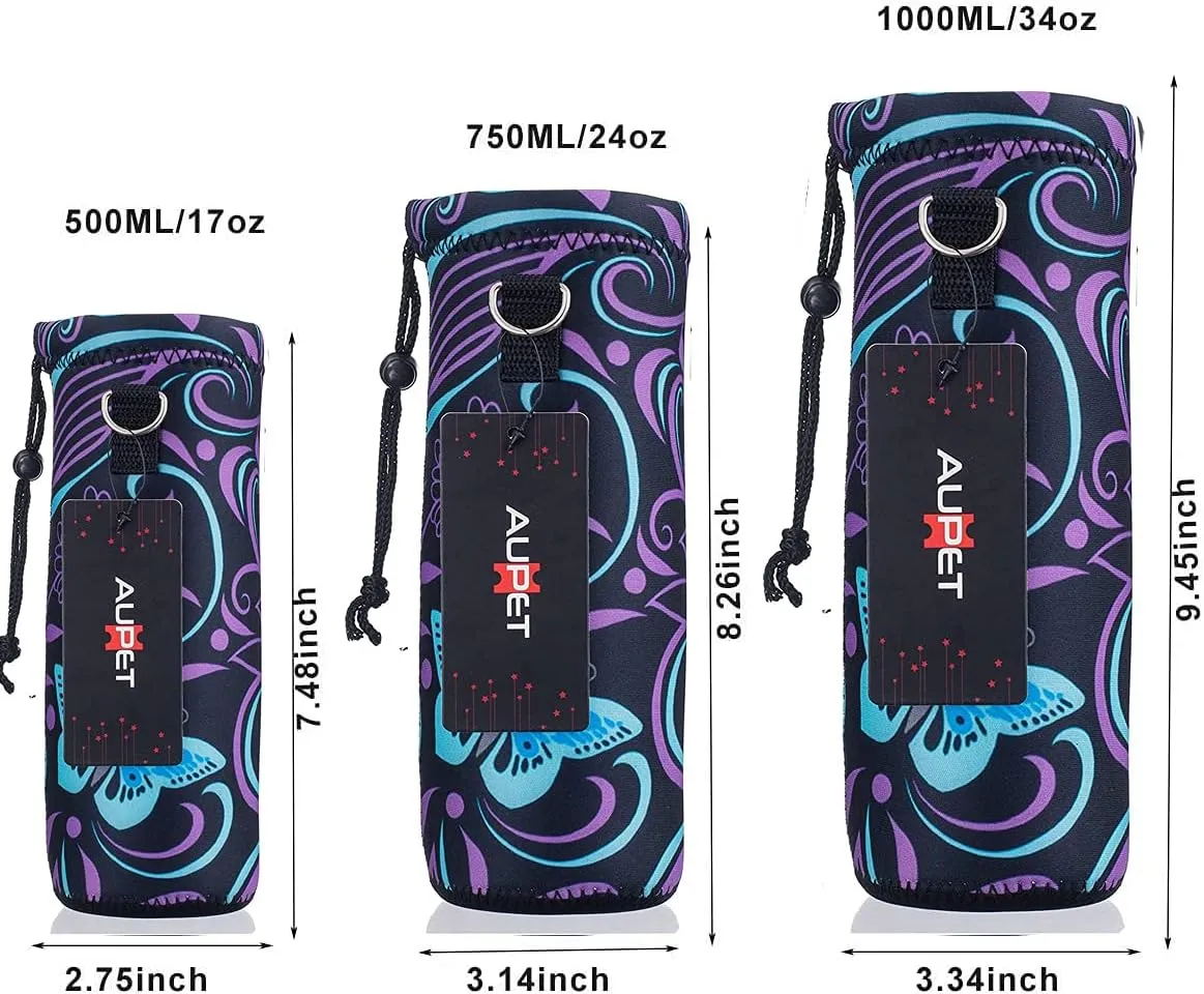 AUPET Water Bottle Bag Carrier,24oz/32oz Insulated Neoprene bottle Sling Holder Case Pouch Cover for 1000ML/750ML Bottles with Shoulder Strap for walking