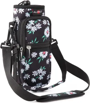 AUPET Water Bottle Sling Bag Sleeve Holder Carrier 25/32/40/64 oz,Insulated Crossbody Water Bottle Case Cover with Strap and Pockets for Men/Women Walking Hiking Camping