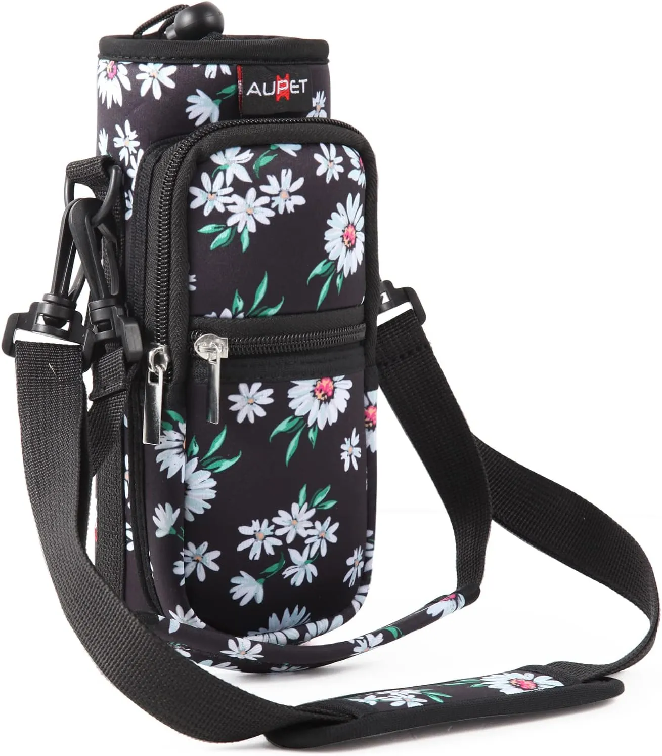 AUPET Water Bottle Sling Bag Sleeve Holder Carrier 25/32/40/64 oz,Insulated Crossbody Water Bottle Case Cover with Strap and Pockets for Men/Women Walking Hiking Camping