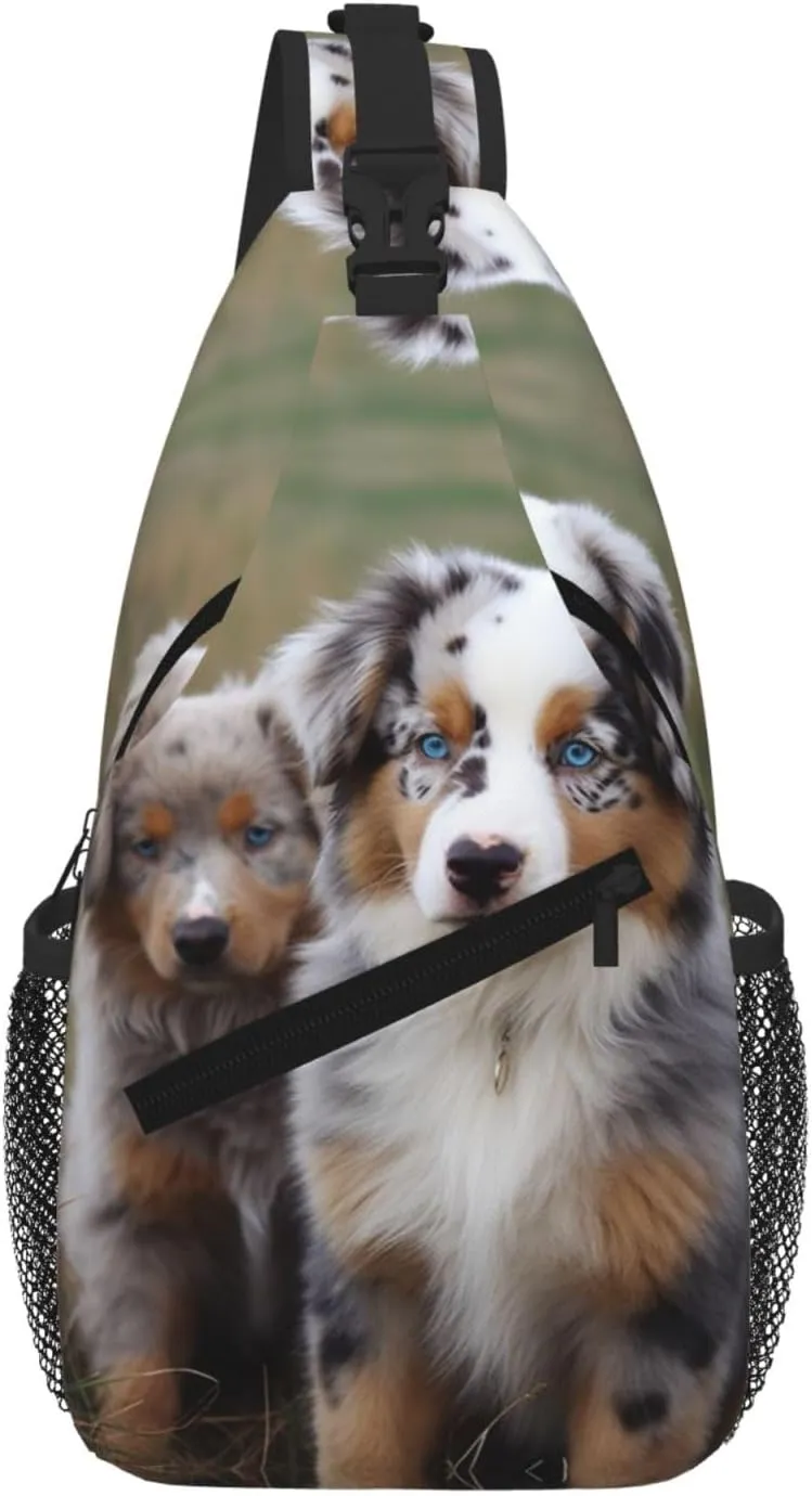 Australian Shepherd Sling Bag For Women Men Travel Hiking Backpack Crossbody Shoulder Chest Bags Casual Daypack
