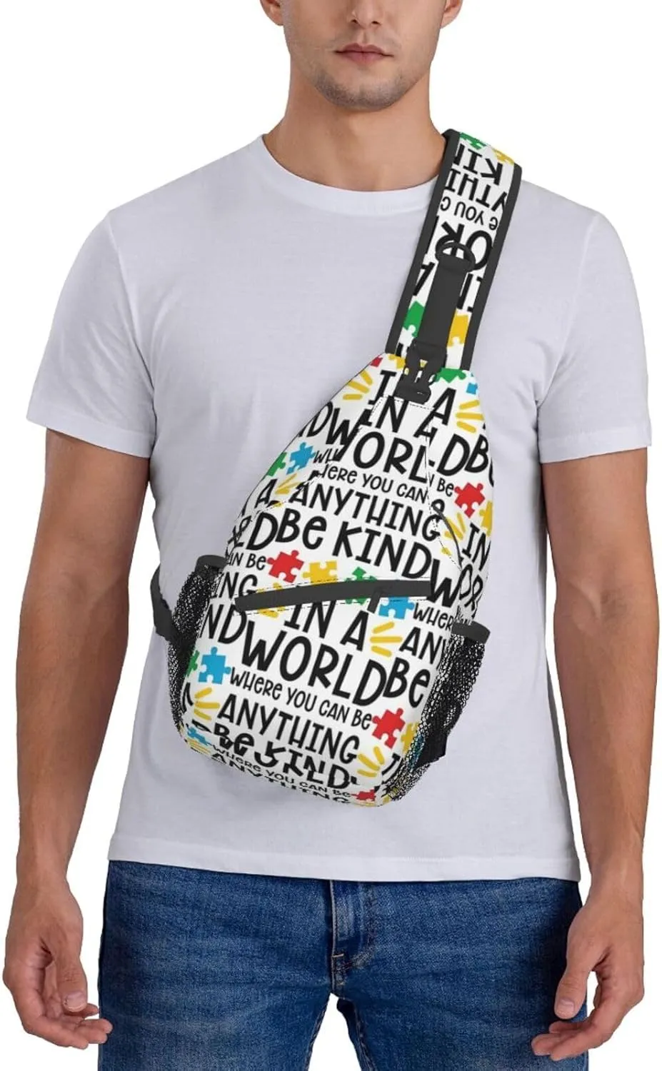 Autism Awareness Sling Bag,Multipurpose Crossbody Backpack Shoulder Chest Bag for Women Men Travel Hiking Daypack