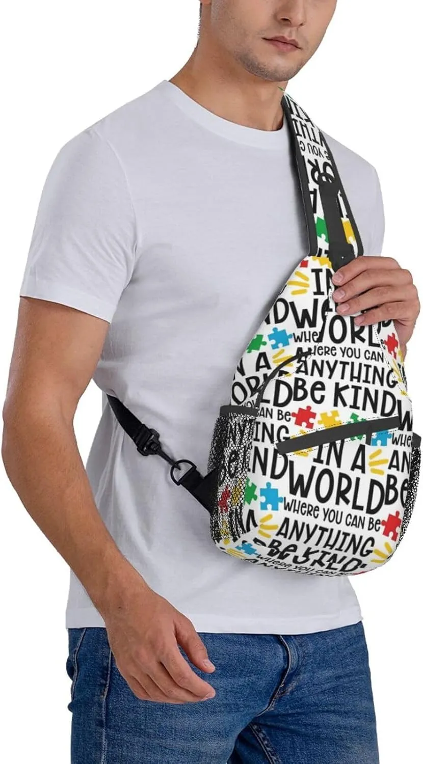 Autism Awareness Sling Bag,Multipurpose Crossbody Backpack Shoulder Chest Bag for Women Men Travel Hiking Daypack
