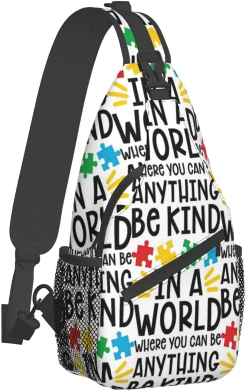 Autism Awareness Sling Bag,Multipurpose Crossbody Backpack Shoulder Chest Bag for Women Men Travel Hiking Daypack