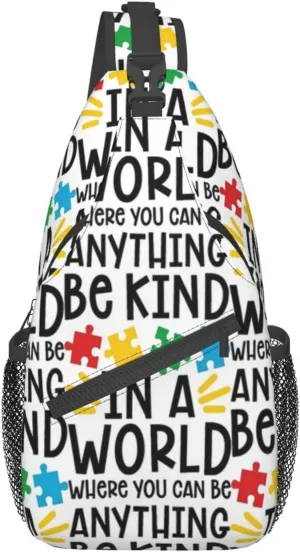Autism Awareness Sling Bag,Multipurpose Crossbody Backpack Shoulder Chest Bag for Women Men Travel Hiking Daypack