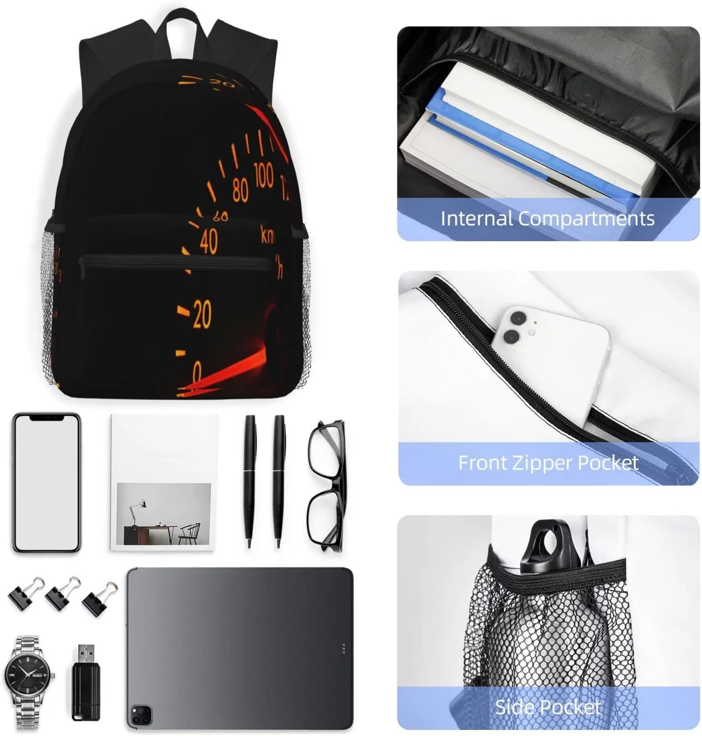 Automotive Black Car Dark Backpack, Travel Laptop Backpack Computer Bag Rucksack for Men Women Business Work Fits 15.6 Inch Notebook