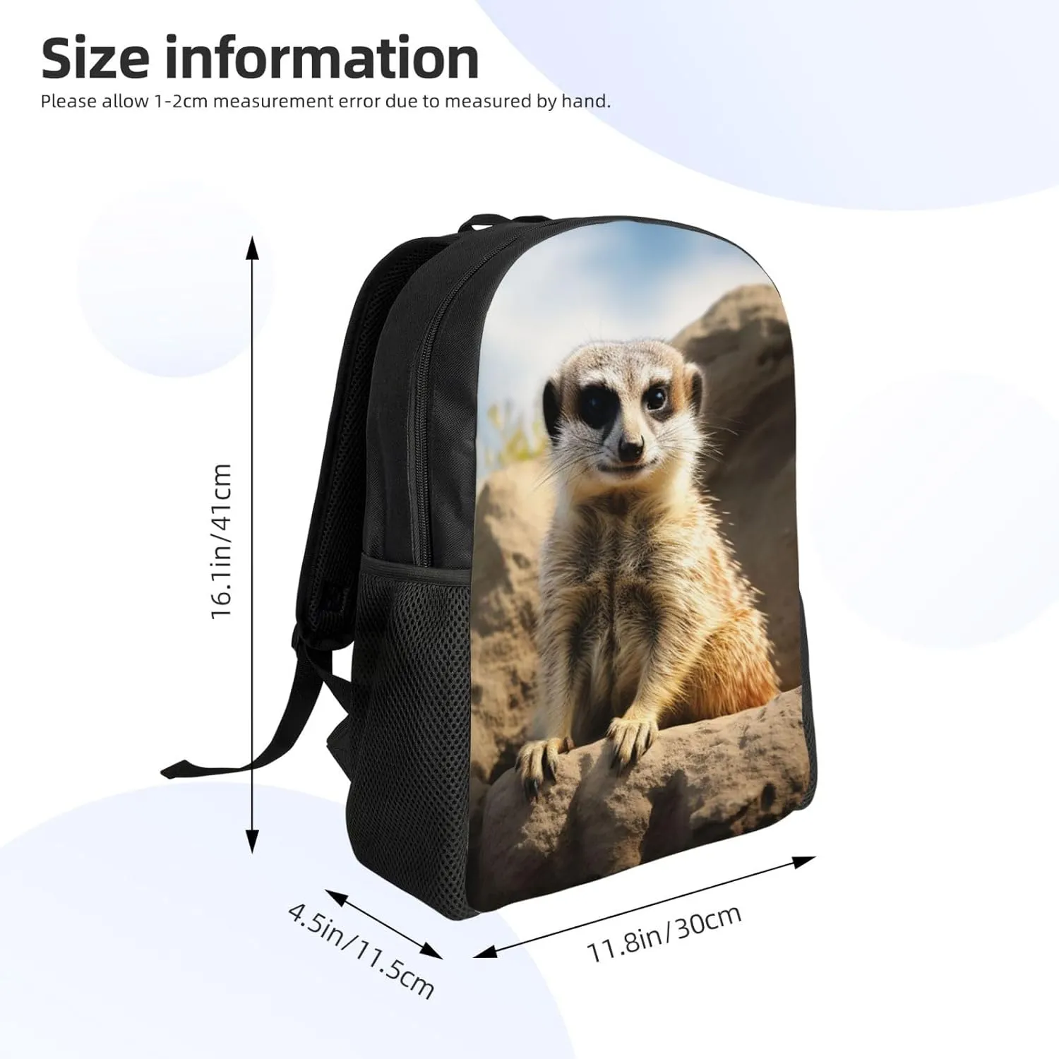 Backpack Meerkat Animal Travel Casual Laptop Backpack Waterproof Hiking Daypack For Men Women