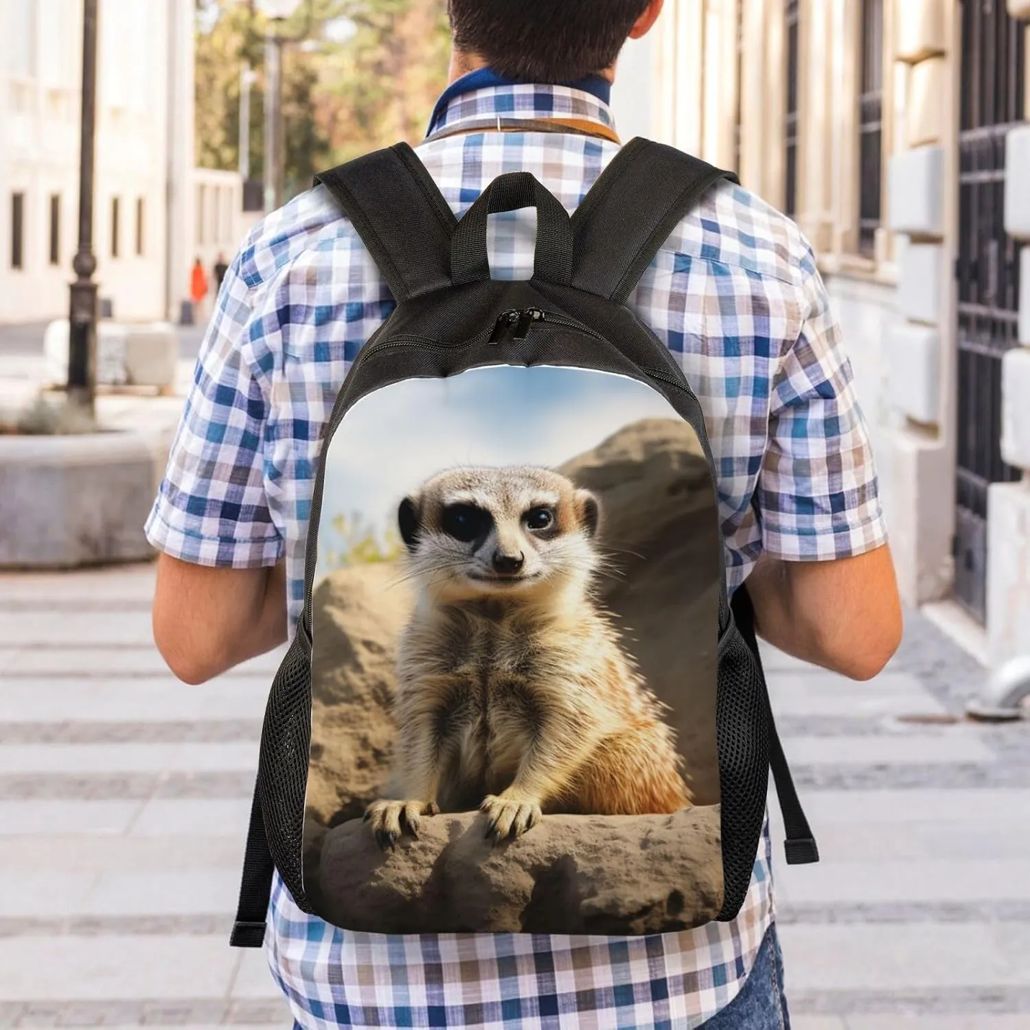 Backpack Meerkat Animal Travel Casual Laptop Backpack Waterproof Hiking Daypack For Men Women