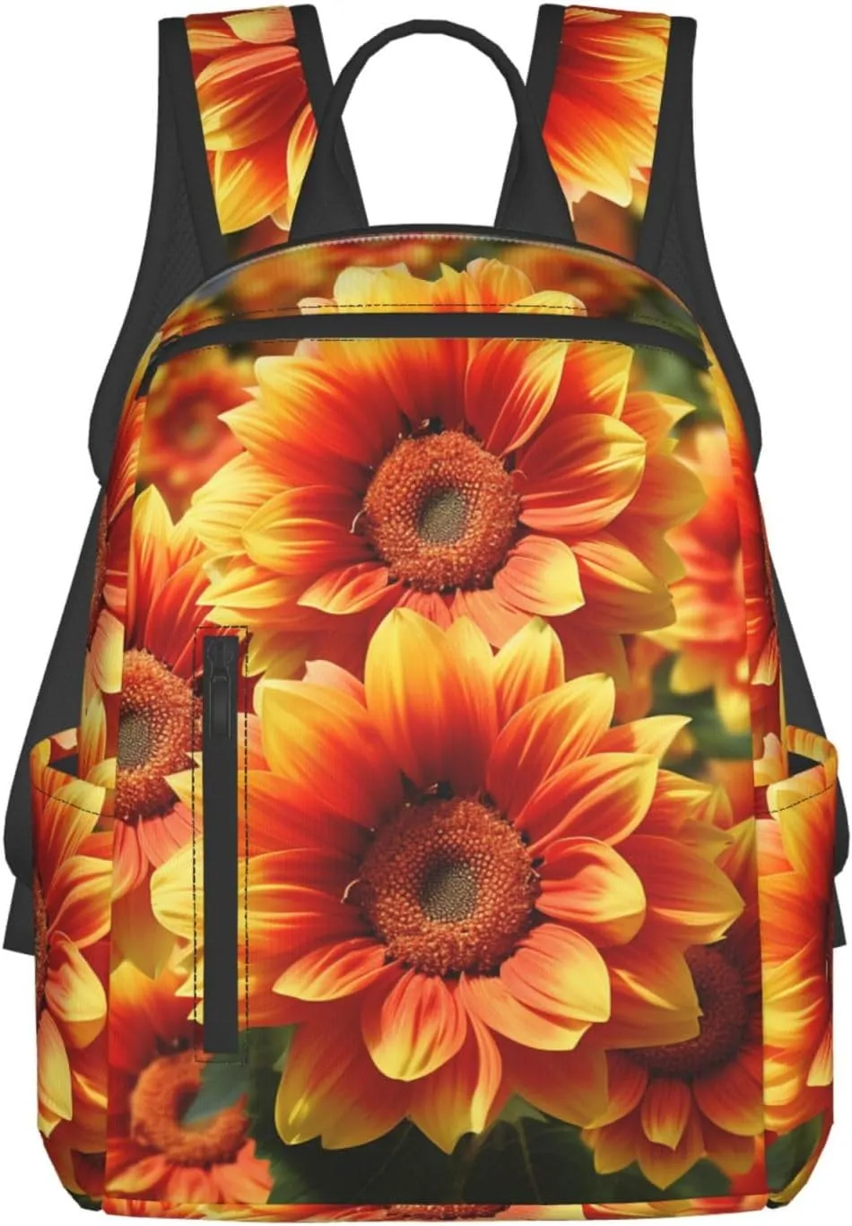 Backpack Orange Sunflower Travel Casual Laptop Backpack Adjustable Hiking Daypack for Men Women