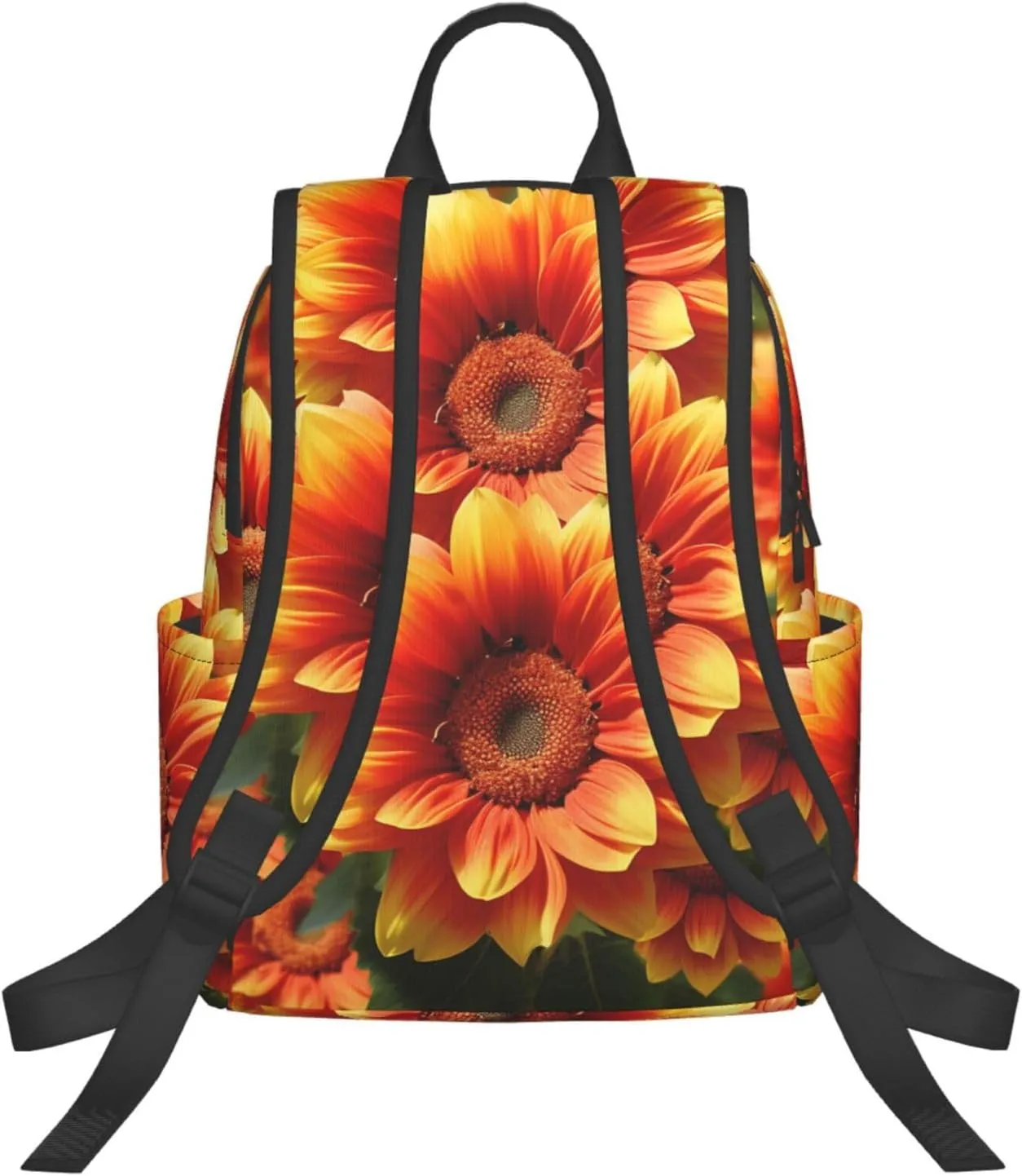 Backpack Orange Sunflower Travel Casual Laptop Backpack Adjustable Hiking Daypack for Men Women