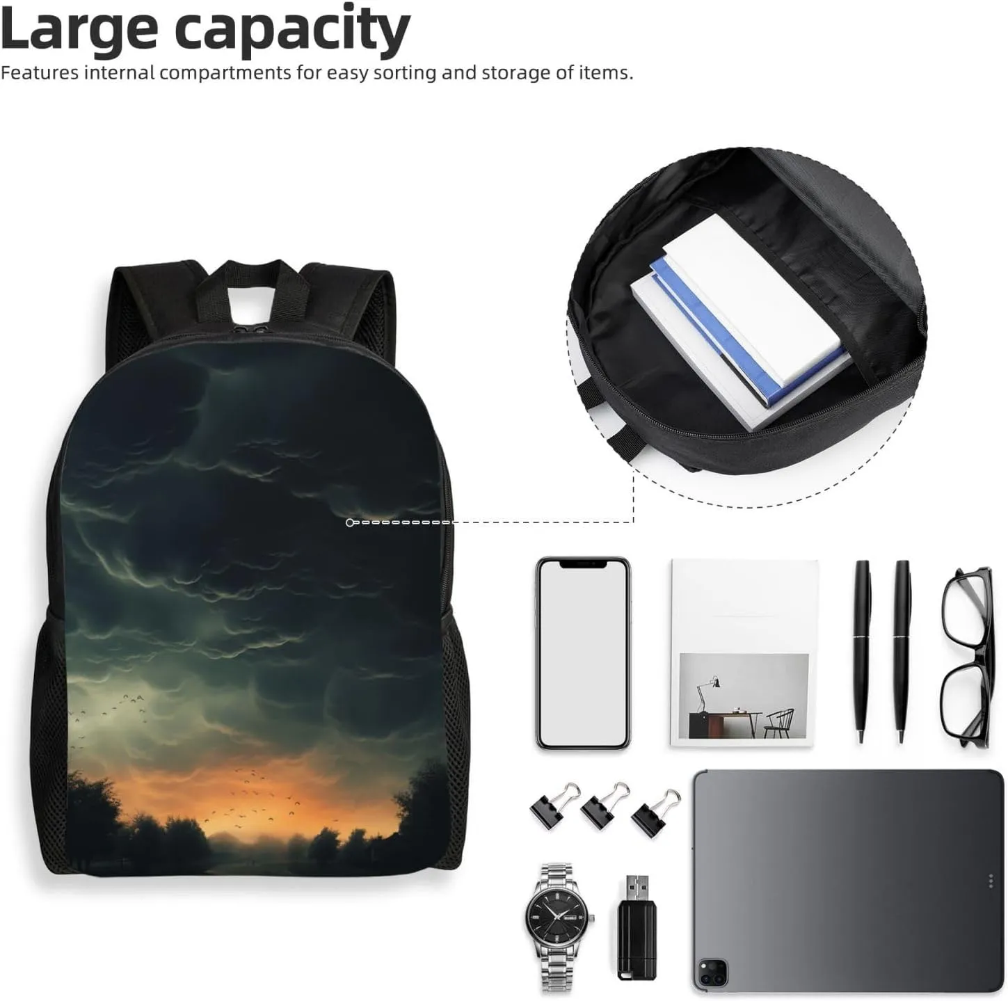 Backpack Overcast Travel Casual Laptop Backpack Waterproof Hiking Daypack For Men Women