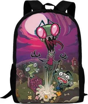 Backpacks Invader Anime Zim Adjustable Laptop Backpack Double Shoulder Bag for Women Men Climbing Shopping Work
