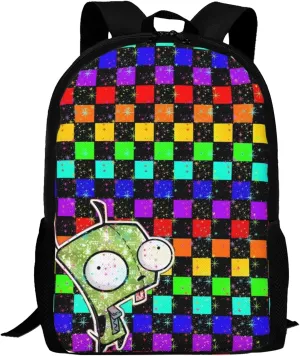 Backpacks Invader Anime Zim Adjustable Laptop Backpack Double Shoulder Bag for Women Men Climbing Shopping Work