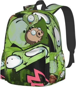 Backpacks Invader Anime Zim Adjustable Laptop Backpack Double Shoulder Bag for Women Men Climbing Shopping Work
