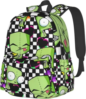 Backpacks Invader Anime Zim Adjustable Laptop Backpack Double Shoulder Bag for Women Men Climbing Shopping Work